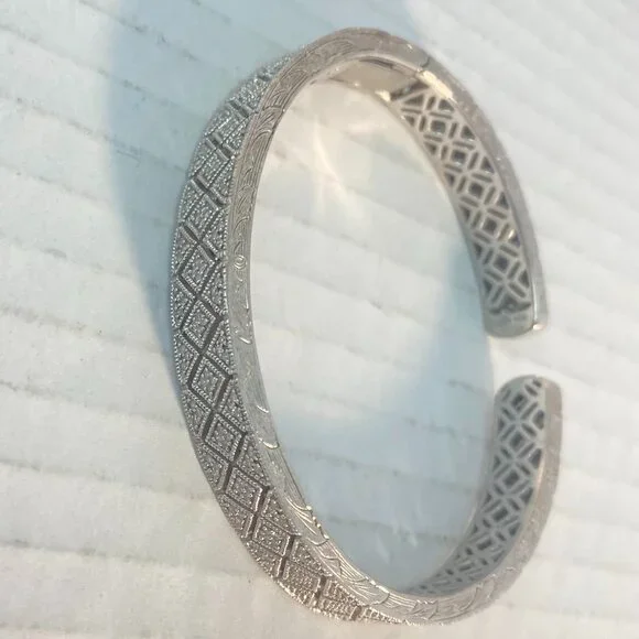 Beautiful Vintage Sterling Silver Geometric Cuff – Marked ISP 925 China - Picture 5 of 14